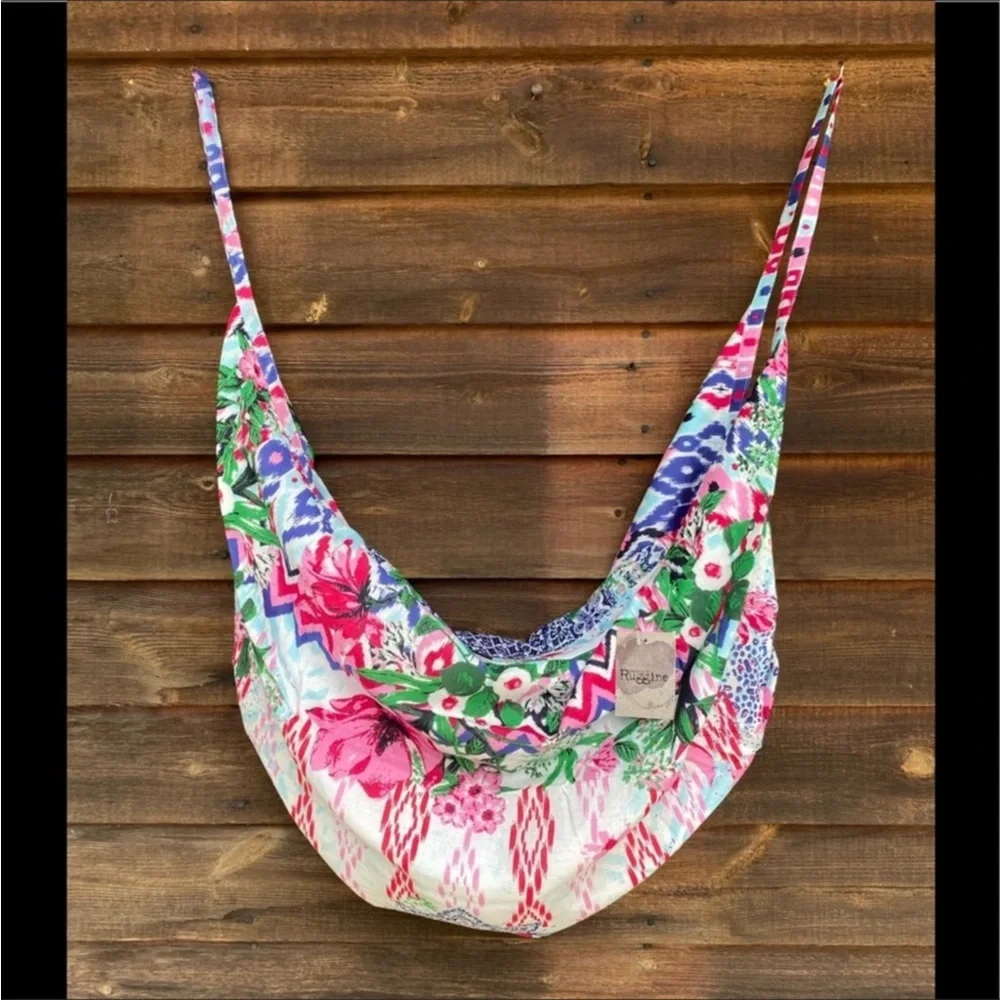 Tropical Pink Aloha Full Zip Floral Market Hobo Bag New